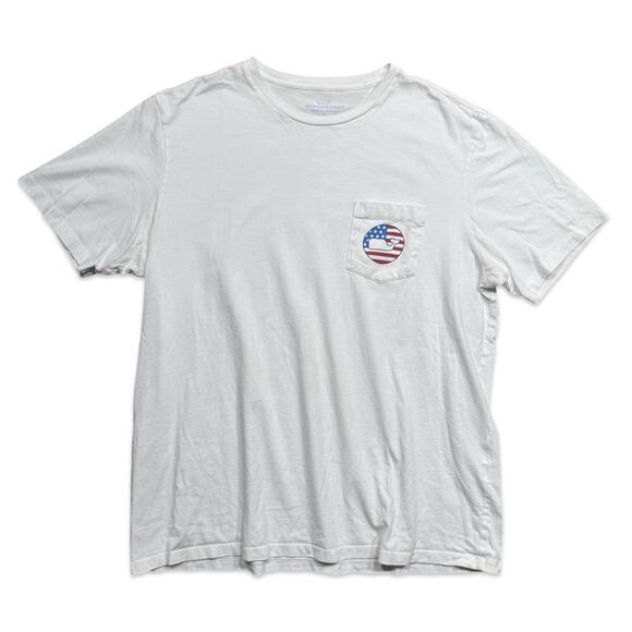 Vineyard Vines American Flag White Cotton T-Shirt - Picture 2 of 4